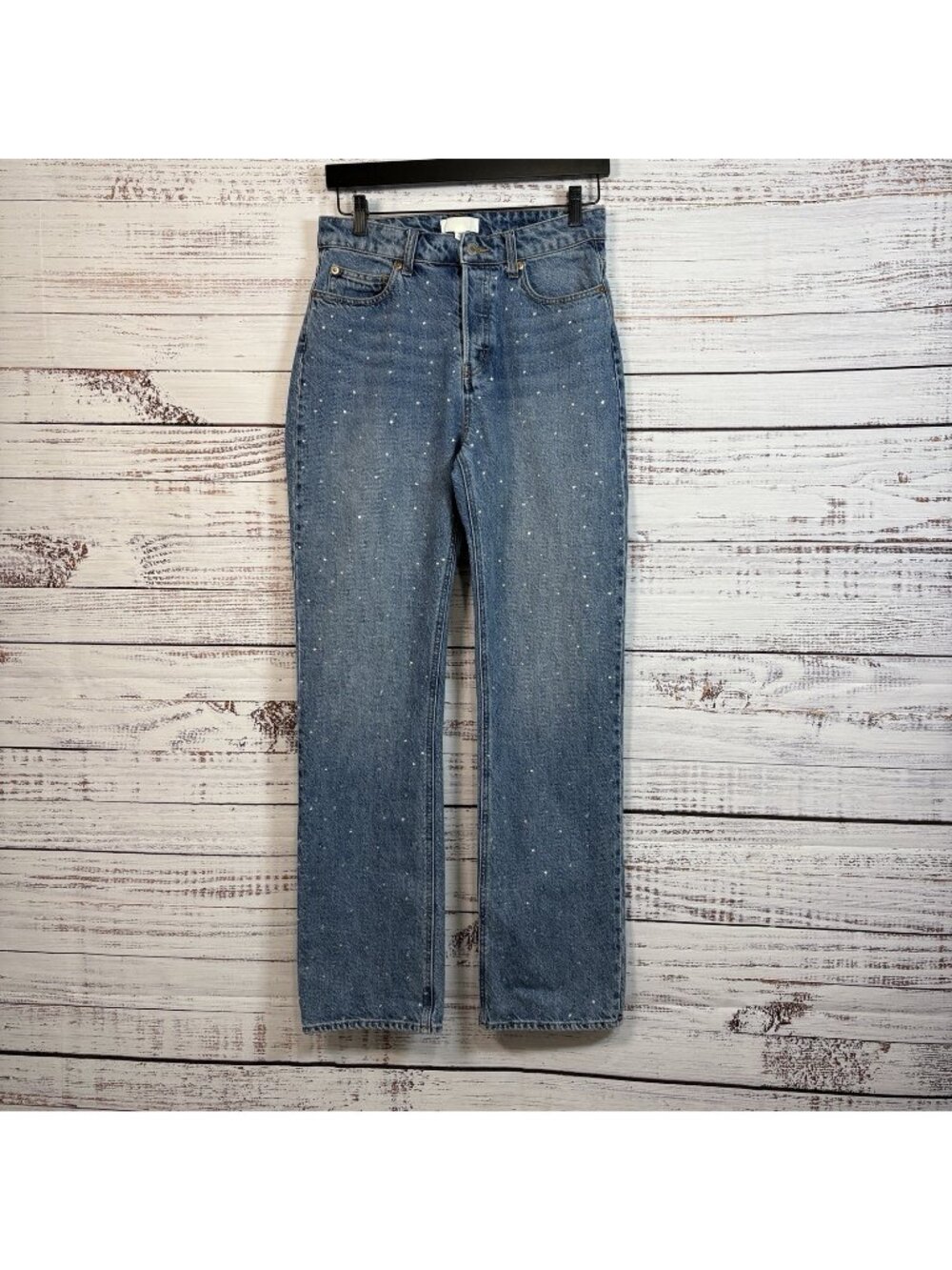 H&M Jeans Button Fly Embellished Light Wash High Rise Jeans
